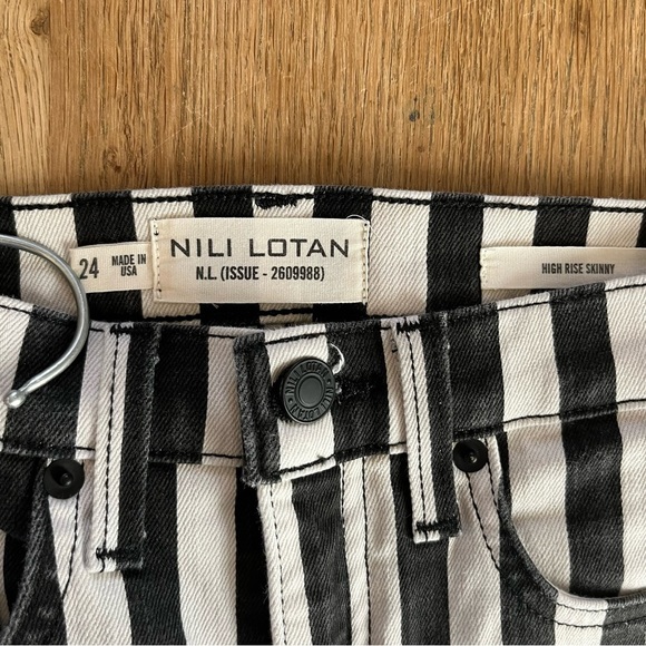 Nili Lotan Black & White Striped Jeans SZ 24 - Picture 5 of 10